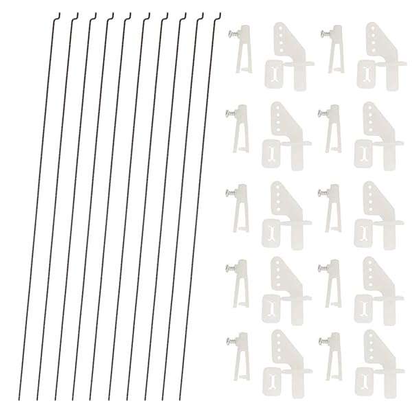 AONTOKY 10 PCS Steel Pushrods & Nylon Control Horns for RC Airplane DIY - High-Quality Model Parts