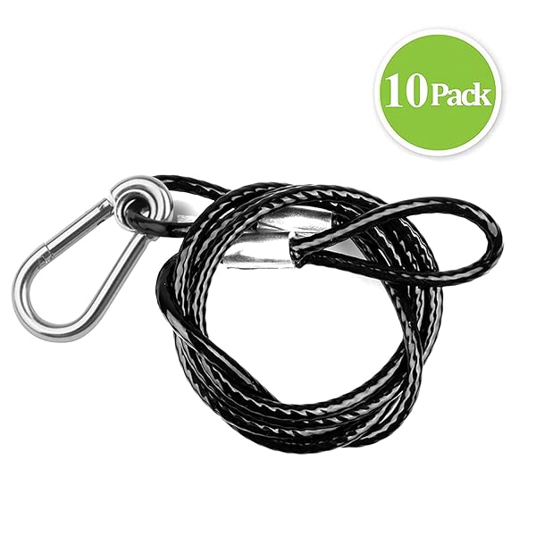 10 PCS 3FT Safety Cable Black Coated Braided Stainless Steel Security Rope for DJ Stage Par Lighting Max Load 110 lb - Image 6