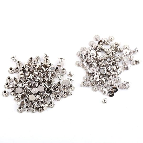 100Pcs Silver Leather Rivets Kit - M5x6mm Chicago Binding Screws for Scrapbooking & Leather Repair - Image 2