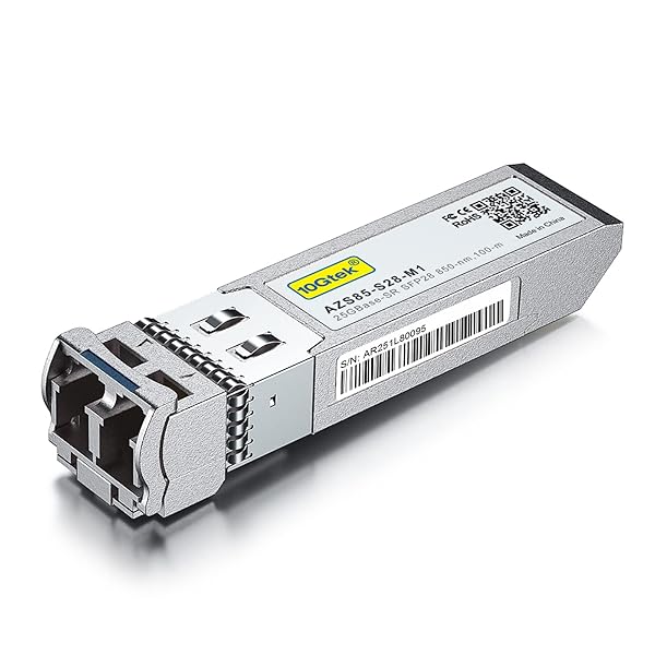 10Gtek 25G SFP28 SFP+ SR Transceiver 25GBase-SR Duplex LC MMF Optical Module for Intel E25GSFP28SR 850nm DDM up to 100m