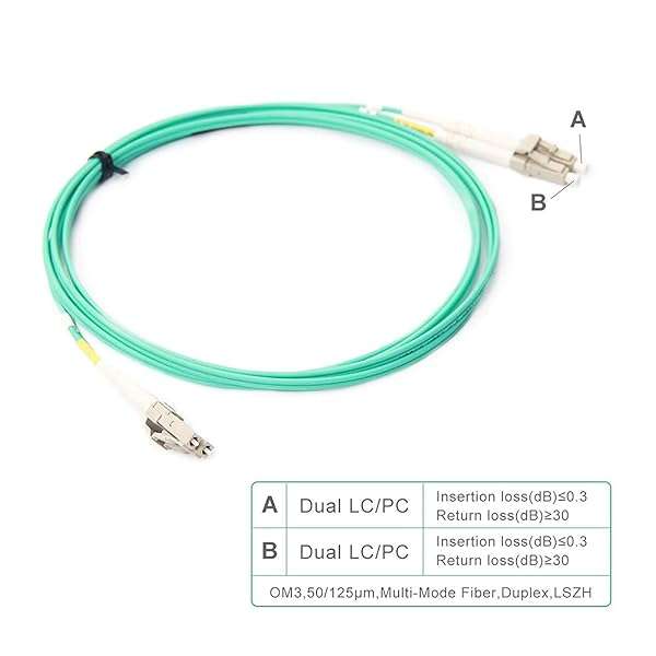 10Gtek LC to LC OM3 10Gb Fiber Patch Cable - 2M Aqua Duplex 50/125?m LSZH, 10-Pack for SFP Transceivers - Image 7