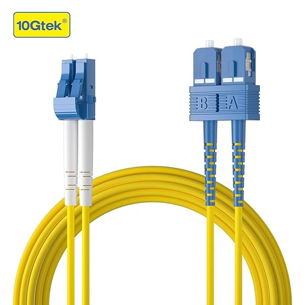 10Gtek Fiber Patch Cable LC to SC OS2 Singlemode Jumper 1 Meter Yellow 9/125 LSZH Fiber Optic Cord for High Speed Networking - Image 3