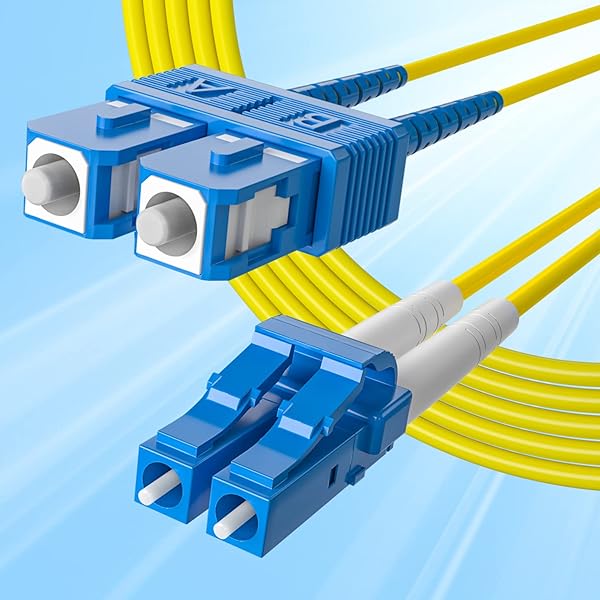 10Gtek Fiber Patch Cable - LC to SC OS2 1G 10G Singlemode Jumper Duplex 9 125 LSZH Fiber Optic Cord, Yellow, 0.3-Meter(1-ft), 2-Pack