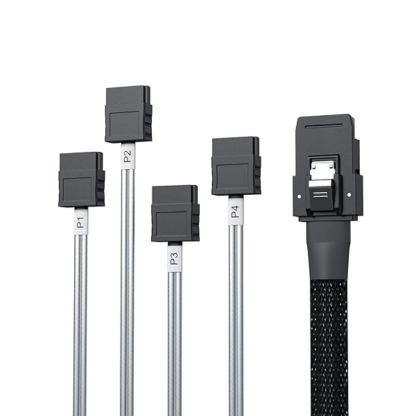 10Gtek 6G Internal Mini SAS 36pin SFF-8087 Male to 4X SATA 7pin Female Breakout Cable 0.8m 2.64ft