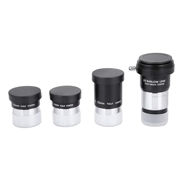 "Premium 1.25" Plossl Telescope Eyepiece Set: 4mm, 10mm, 25mm with 2X Lens & T Adapter - Multi-Coated Optical Glass"