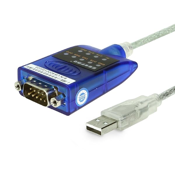 Gearmo Gearmo USB 2.0 to RS232 Serial Adapter 16in Cable with LED Indicators FTDI Chip Plug and Play for Legacy Serial Devices