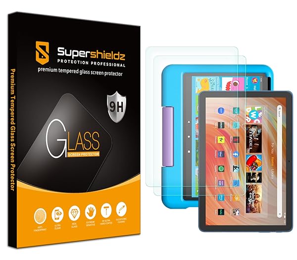Supershieldz 2 Pack Screen Protector for Fire HD 10 and Fire HD 10 Plus Tablet 10.1 inch Tempered Glass Anti Scratch Bubble Free