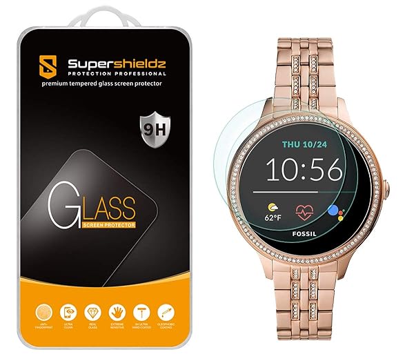 Supershieldz 2 Pack Tempered Glass Screen Protector for Fossil Women's Gen 5E 42mm Smartwatch Anti Scratch Bubble Free