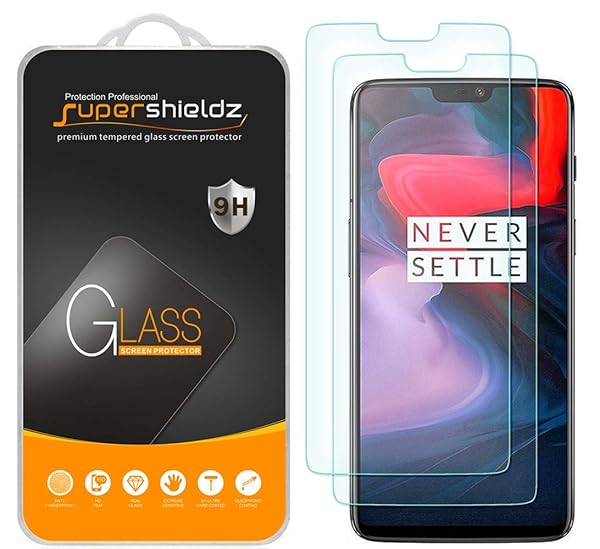 Supershieldz 2 Pack Tempered Glass Screen Protector for OnePlus 6 Anti Scratch Bubble Free 0.28mm Thickness