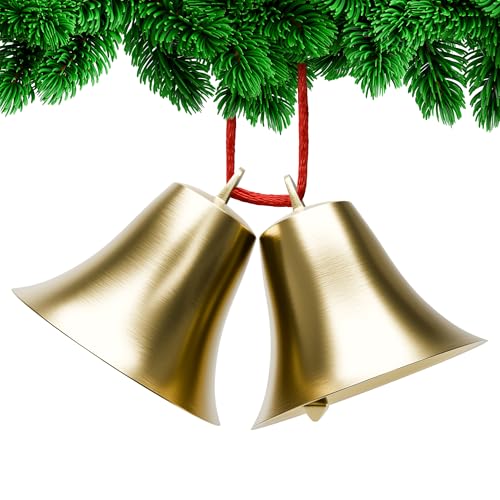 2Pcs Vintage Hanging Bells for Door - Brass Cow Bell Necklaces & Garden Decor | Jingle Bell Door Decor