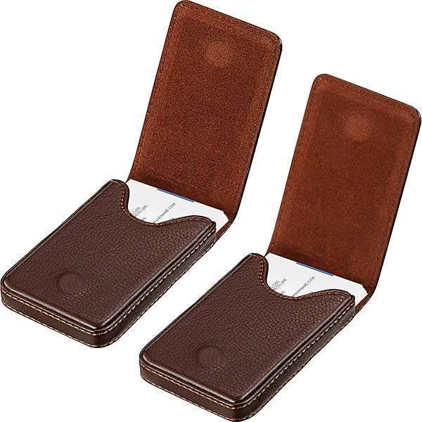 Outus 2-Piece PU Leather Business Card Holder Set - Magnetic Closure Wallet for Cards & ID (Coffee Color)