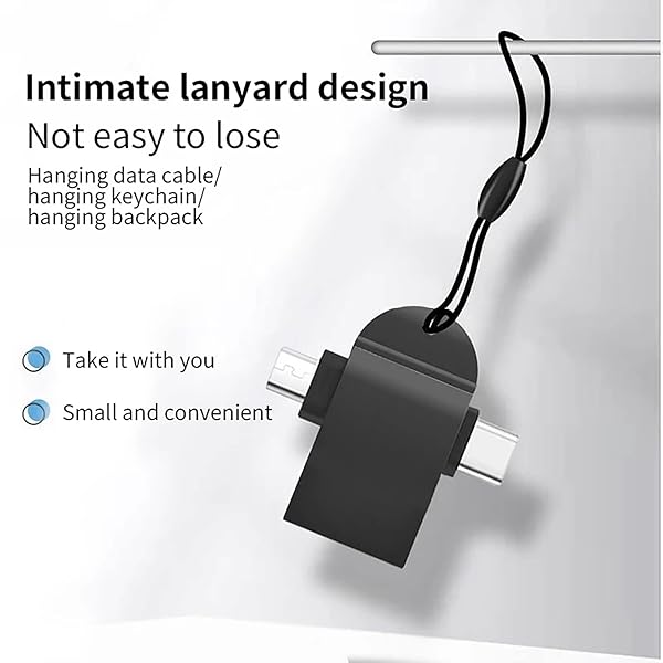 2-in-1 OTG Converter USB 3.0 to Micro USB & Type C Adapter for Laptops, Phones & Tablets - Includes Lanyard (Black) - Image 7