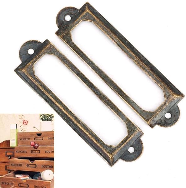 20 Pcs Metal Label Holders for Office & Library - Red Bronze File Drawer Tag Frames - Image 4