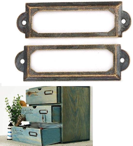 20 Pcs Metal Label Holders for Office & Library - Red Bronze File Drawer Tag Frames - Image 5