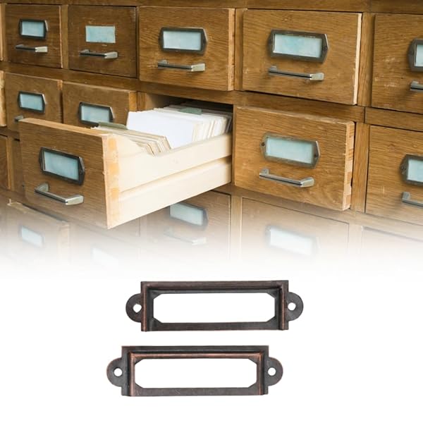 20 Pcs Metal Label Holders for Office & Library - Red Bronze File Drawer Tag Frames - Image 7