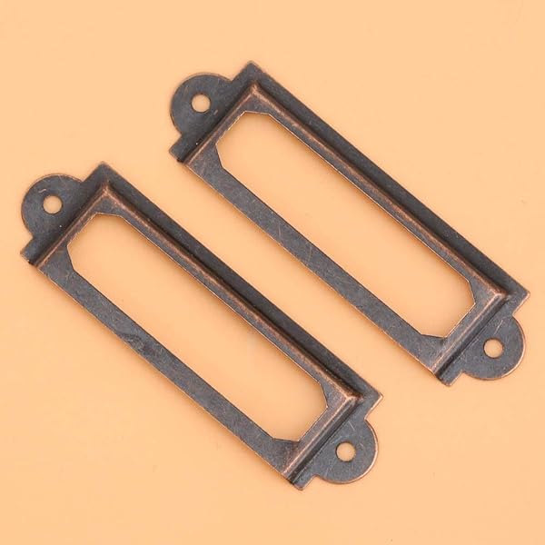 20 Pcs Metal Label Holders for Office & Library - Red Bronze File Drawer Tag Frames - Image 8
