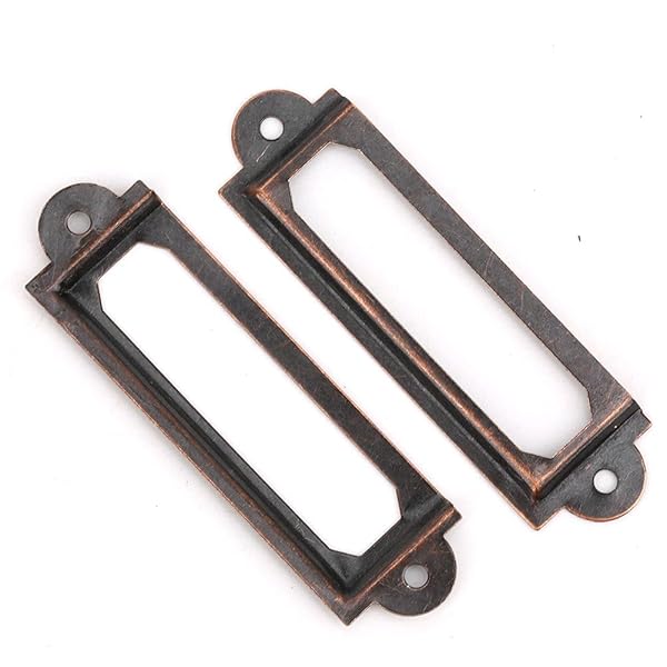 20 Pcs Metal Label Holders for Office & Library - Red Bronze File Drawer Tag Frames - Image 2