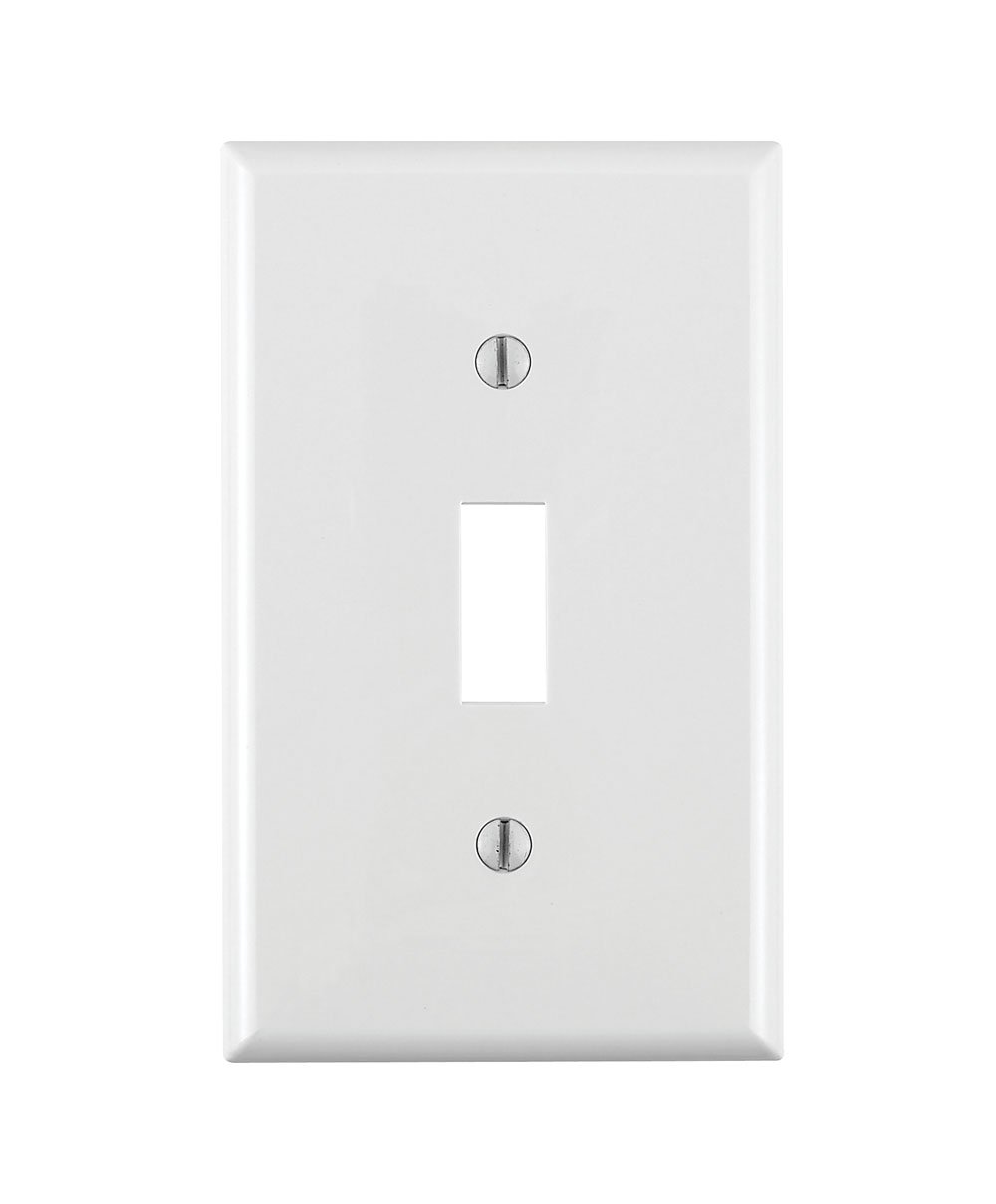 Leviton 80701-W 1-Gang Toggle Switch Wallplate - Durable Thermoplastic Nylon, Standard Size, White