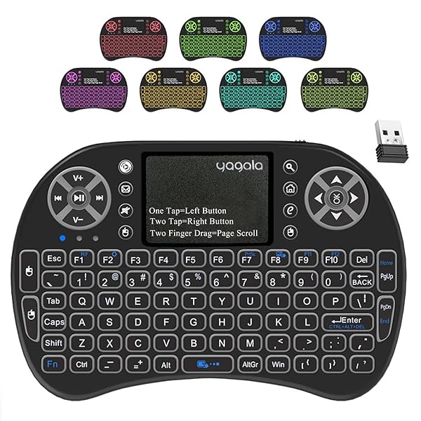 2.4GHz Backlit Mini Keyboard with Touchpad & Multimedia Keys for Android TV, Smart TV, PC, Mac & More - 7 Color Options
