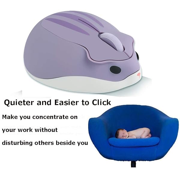 2.4GHz Wireless Cute Hamster Mouse - Quiet Portable 1200DPI USB Mice for Kids & Laptops - Perfect Gift for Girls (Purple) - Image 6
