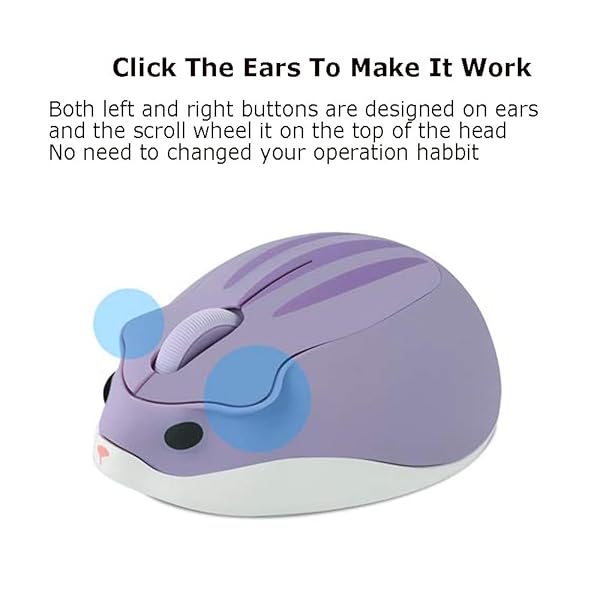 2.4GHz Wireless Cute Hamster Mouse - Quiet Portable 1200DPI USB Mice for Kids & Laptops - Perfect Gift for Girls (Purple) - Image 8