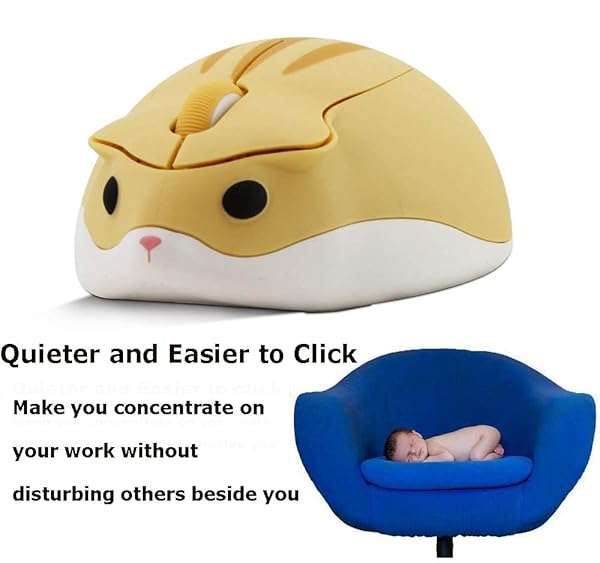 2.4GHz Cute Hamster Wireless Mouse - Quiet, Portable, 1200DPI USB Mice for PC & Mac - Perfect Gift for Kids & Adults (Yellow) - Image 6