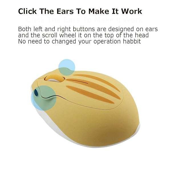2.4GHz Cute Hamster Wireless Mouse - Quiet, Portable, 1200DPI USB Mice for PC & Mac - Perfect Gift for Kids & Adults (Yellow) - Image 7