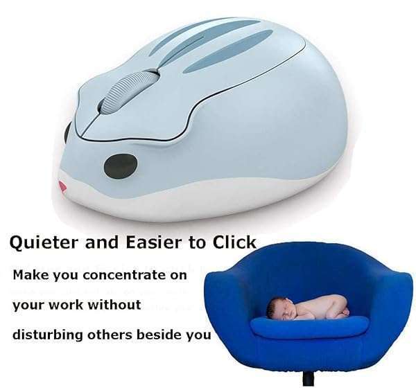 Buy Cute 2.4GHz Wireless Hamster Mouse - Quiet, Portable, 1200DPI USB for PC & Mac - Perfect Gift for Kids & Girls (Blue) - Image 7