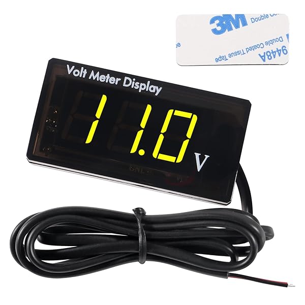 2Pcs DC 12V Car Voltmeter Gauge - Waterproof LED Display for 5-28V Voltage Monitoring in Cars & Motorcycles (Yellow) - Image 5
