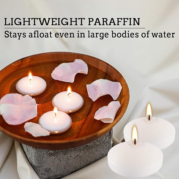 3 Inch Floating Candles Set of 24 Unscented White Candles for Weddings Pool Parties Holiday Centerpieces and Home Decor - Image 9