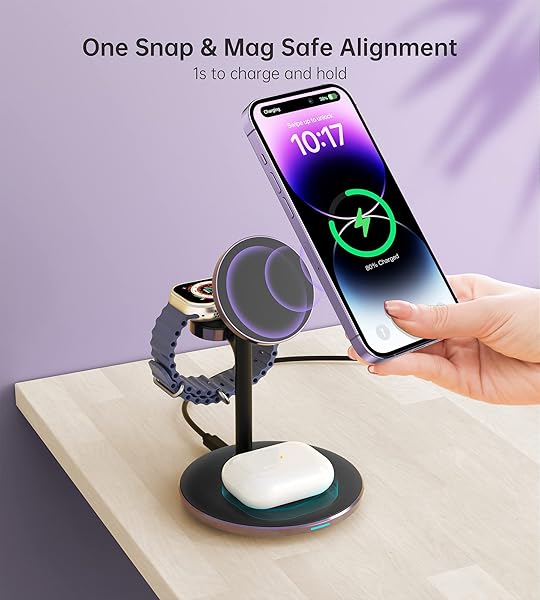 XooFly 3 in 1 Wireless Charging Station for Apple Devices, Fast Wireless Mag-Safe Charger Stand with 20W Adapter for iPhone 17 16 15 14 13 12 Pro Max - Image 3