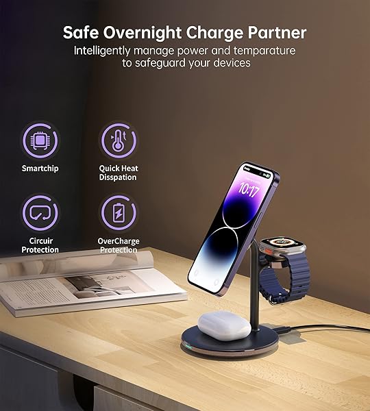 XooFly 3 in 1 Wireless Charging Station for Apple Devices, Fast Wireless Mag-Safe Charger Stand with 20W Adapter for iPhone 17 16 15 14 13 12 Pro Max - Image 6