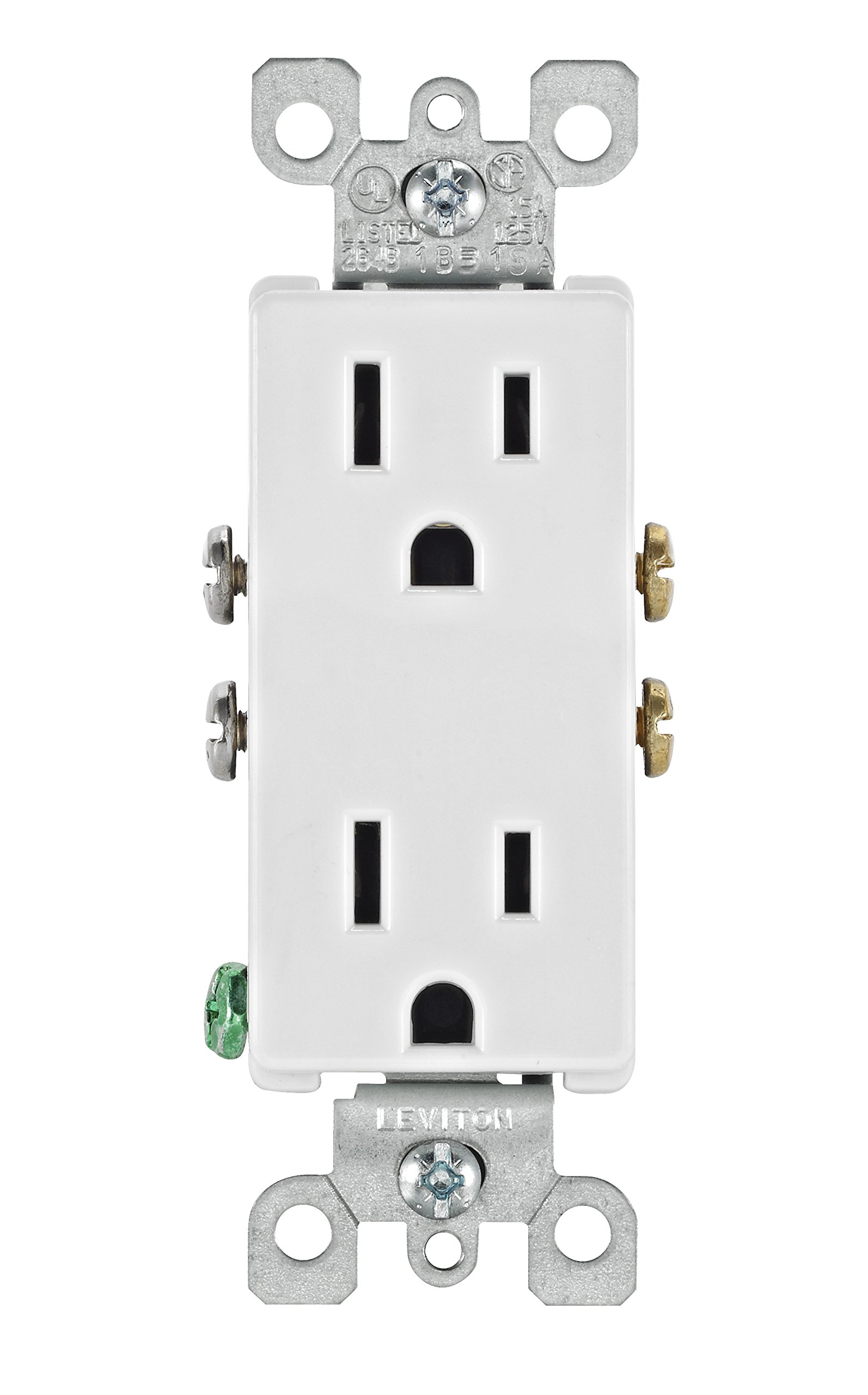Leviton Leviton 5325-WMP 15 Amp Decora Duplex Receptacle 10-Pack - Residential Grade Grounding, White