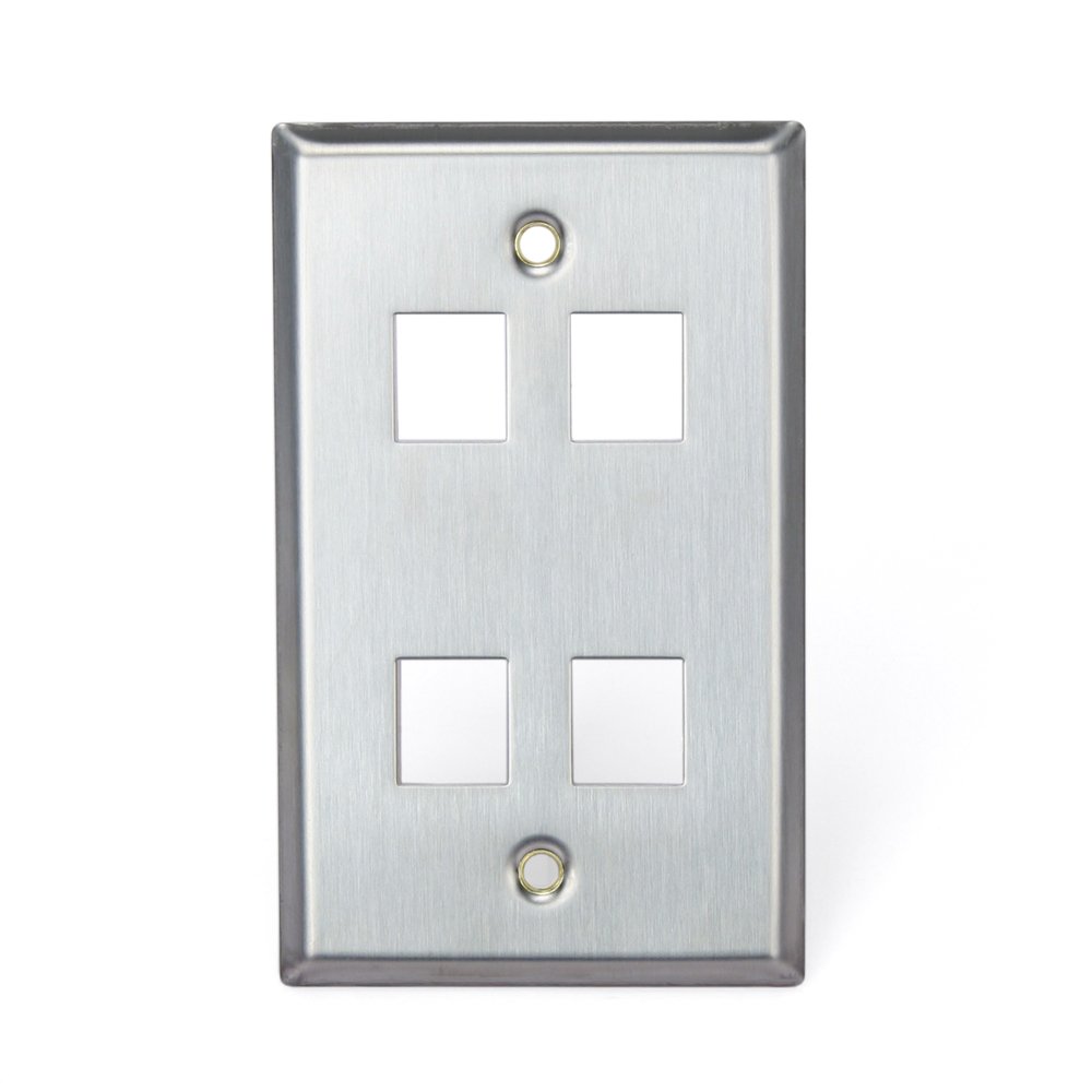 Leviton 43080-1S4 4-Port Stainless Steel Wall Plate - Durable & Stylish Solution