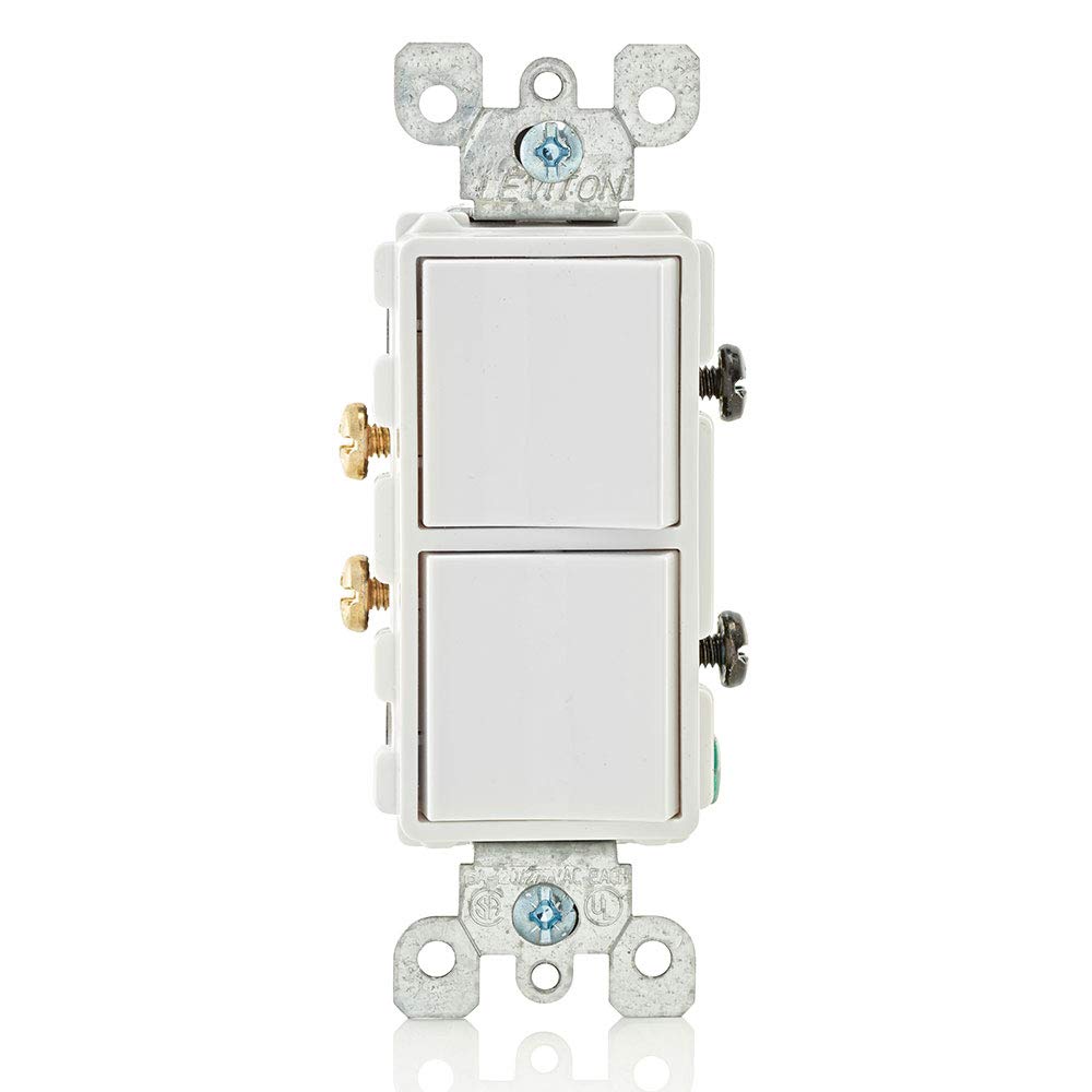 Leviton 5634-W Decora Single-Pole AC Switch: 15 Amp, 120/277V, Commercial Grade, Grounding - White