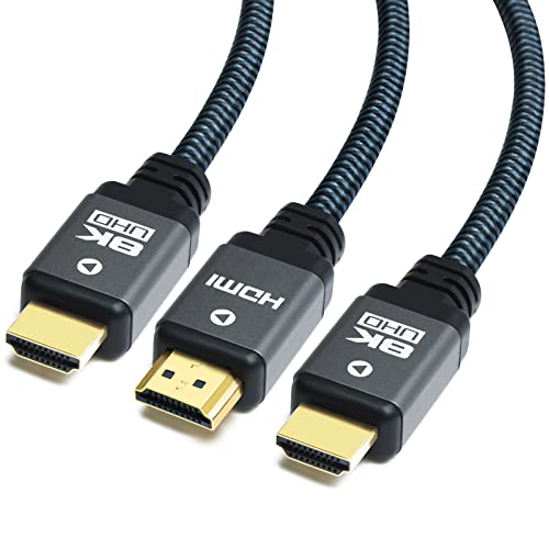 Yauhody 8K HDMI Cable 3ft (3 Pack) - High Speed 48Gbps, Supports 8K/4K/10K, Durable Nylon Braided, HDMI 2.1, eARC, Dynamic HDR