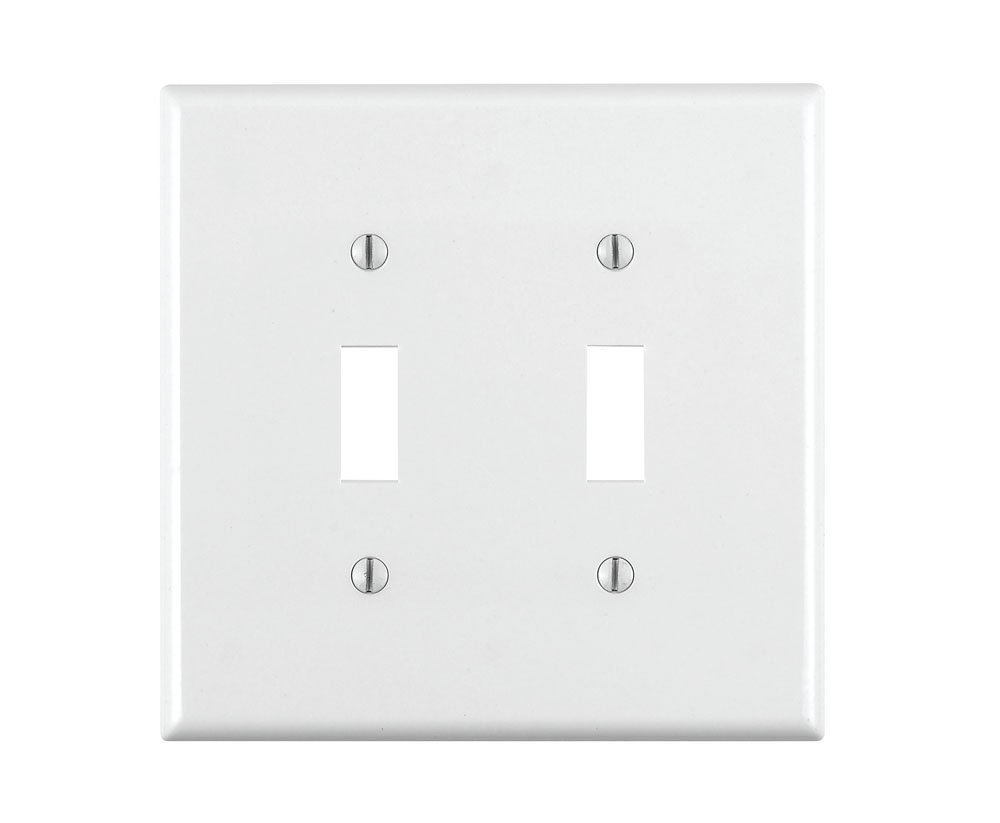 Leviton 80709-W 2-Gang Toggle Switch Wallplate - Durable Thermoplastic Nylon, Standard Size, White, 1-Pack
