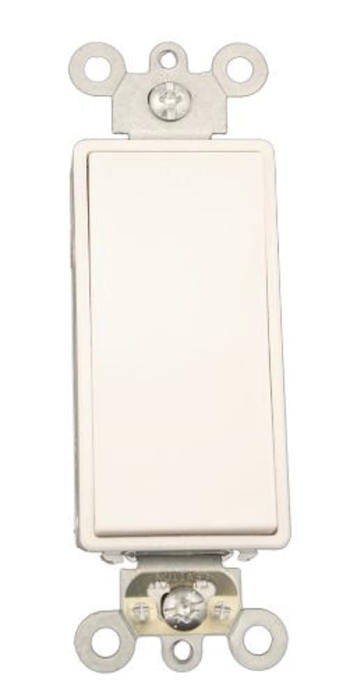 Leviton 5657-2W Decora Plus Rocker Switch: 15 Amp, 120/277V, Commercial Grade, Self-Grounding, Center OFF - White