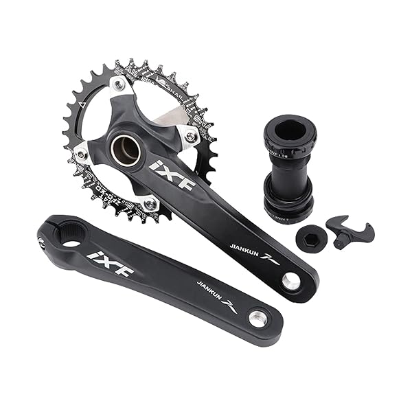 Andeshunk 32T Black Mountain Bike Crankset - 170mm Square Crank with Aluminum Alloy Narrow Wide Chainring for Road Cycling