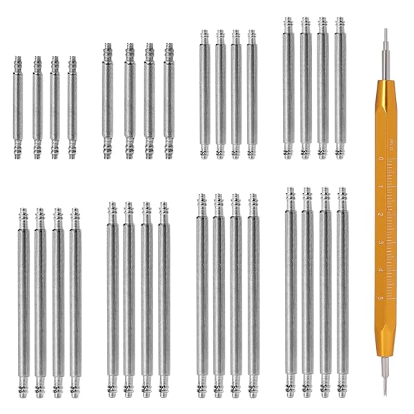 33 Pcs Watch Pins Replacement Kit with Heavy Duty Stainless Steel Spring Bar Tool for Watch Band Repair and Removal 8 Sizes - Image 2