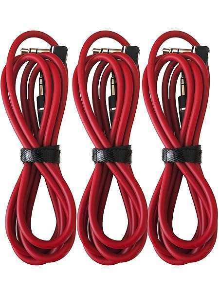3.5mm AUX Cable for Dr Dre Beats Headphones - 1.2m Right Angle Male to Male (3 Pack, Red) - Connect Any Device Easily! - Image 3