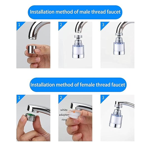 360 Rotating Faucet Filter - Remove Heavy Metals and Hard Water - 2 Replaceable Filter Elements - Image 7