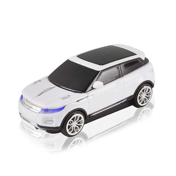 Sunffice 3C Light Car Mouse - Wireless 2.4GHz SUV Shape Optical Mouse for PC/Laptop - 1600 DPI, USB Receiver (White)