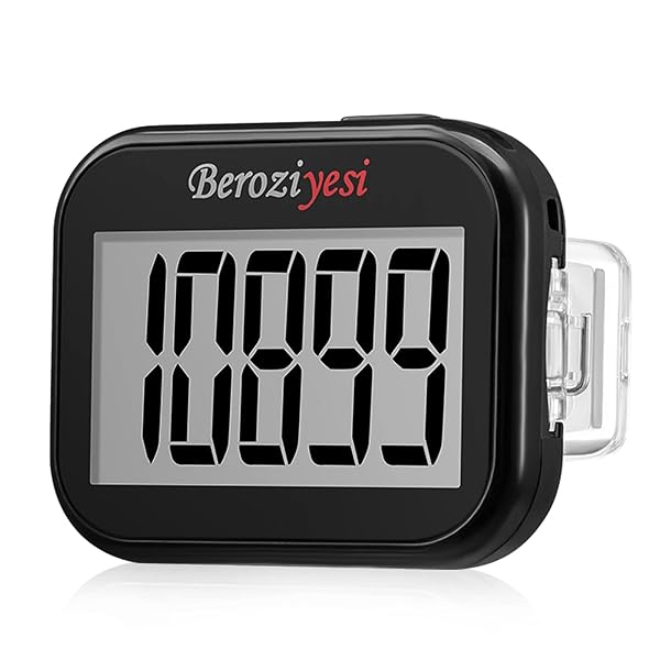 Beroziyesi Accurate 3D Pedometer for Walking - Simple Step Counter with Clip & Lanyard, Large Display for Men, Women & Kids