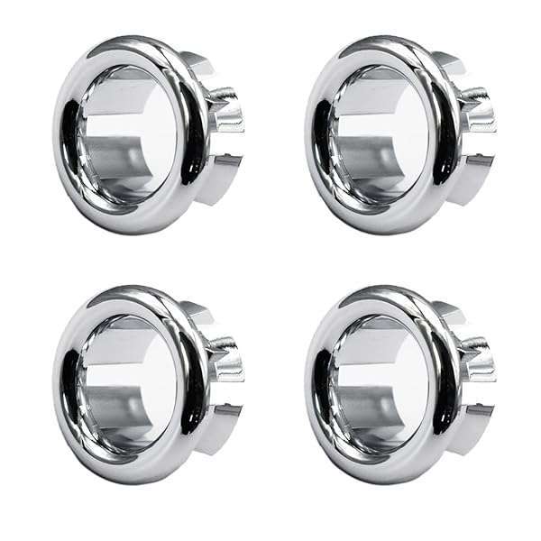 4 Pack Sink Overflow Drain Covers - Chrome Ring Inserts for Kitchen & Bathroom Basins