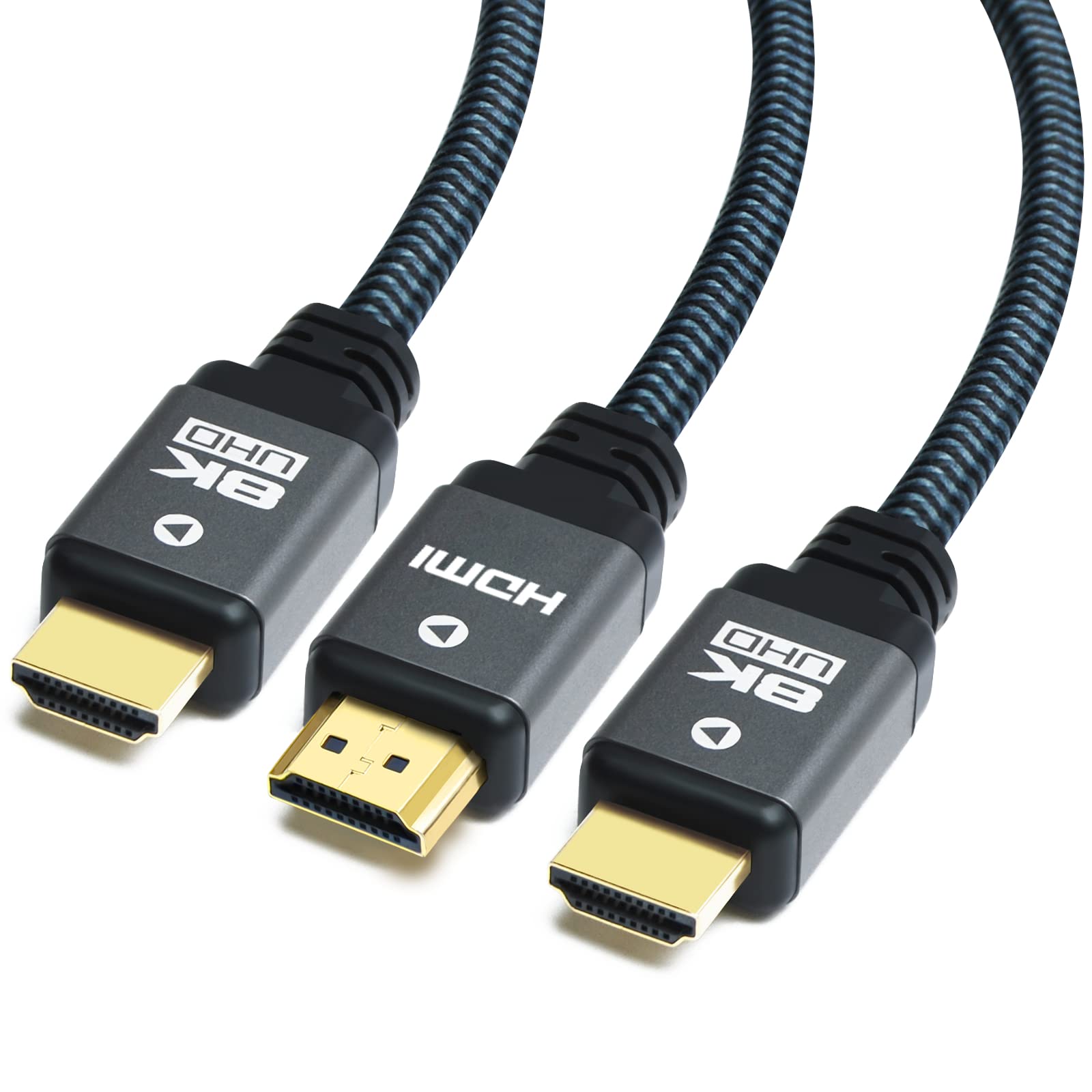 Yauhody 8K HDMI Cable 6.6ft (3 Pack) - High Speed 48Gbps, Supports 8K 60Hz, 4K 120Hz, Durable Nylon Braided Cord