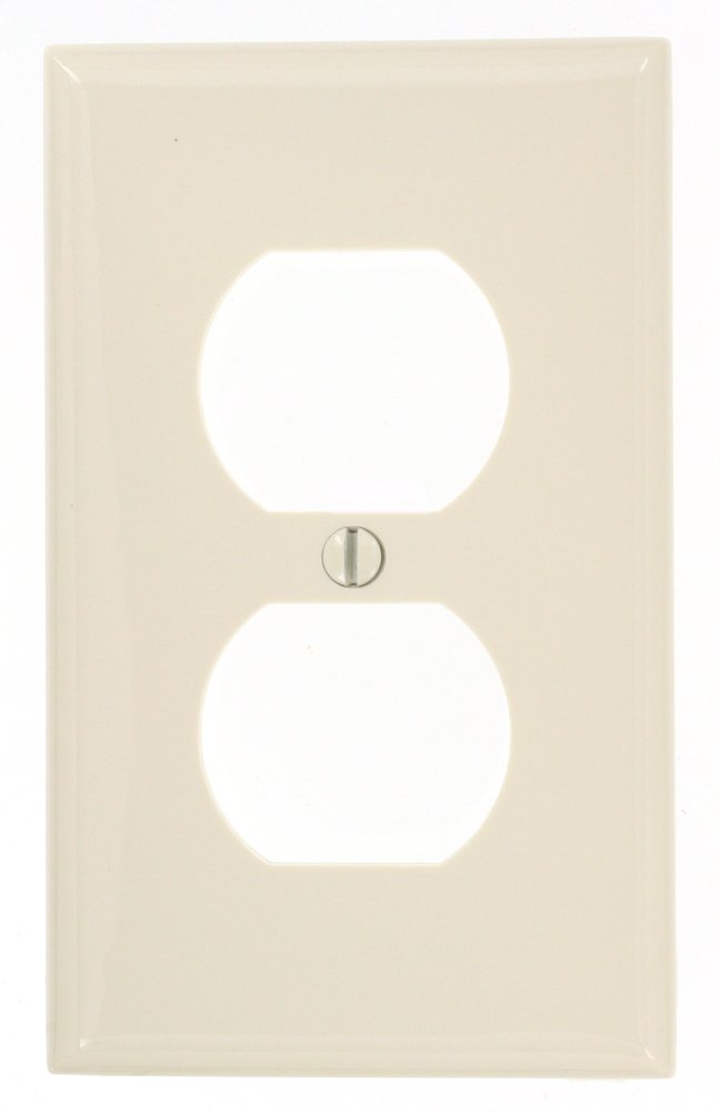 Leviton 80703-NT Light Almond 1-Gang Duplex Wallplate - Standard Size Receptacle Cover