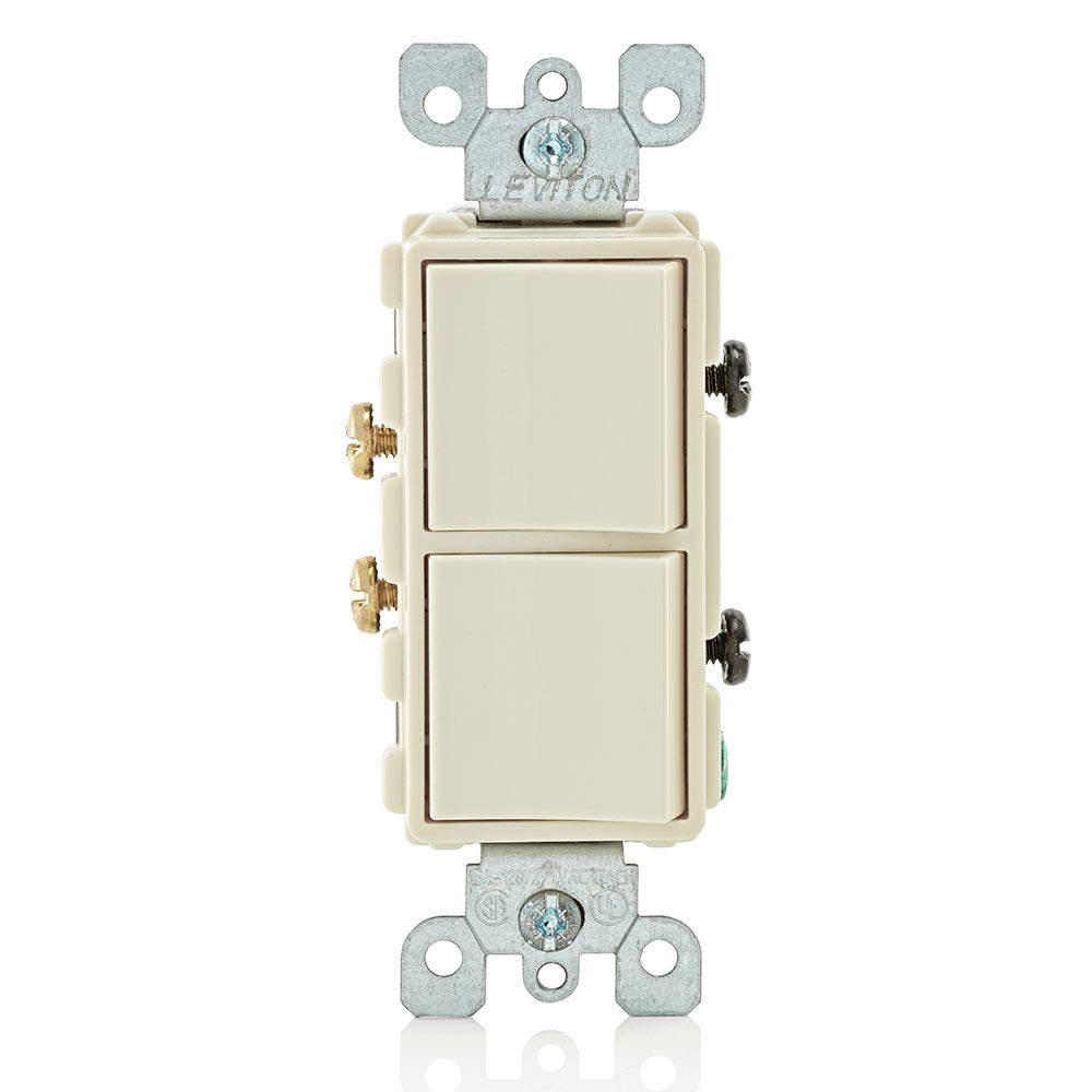Leviton 5634-I Decora Single-Pole AC Switch: 15 Amp, 120/277V, Light Almond, Commercial Grade