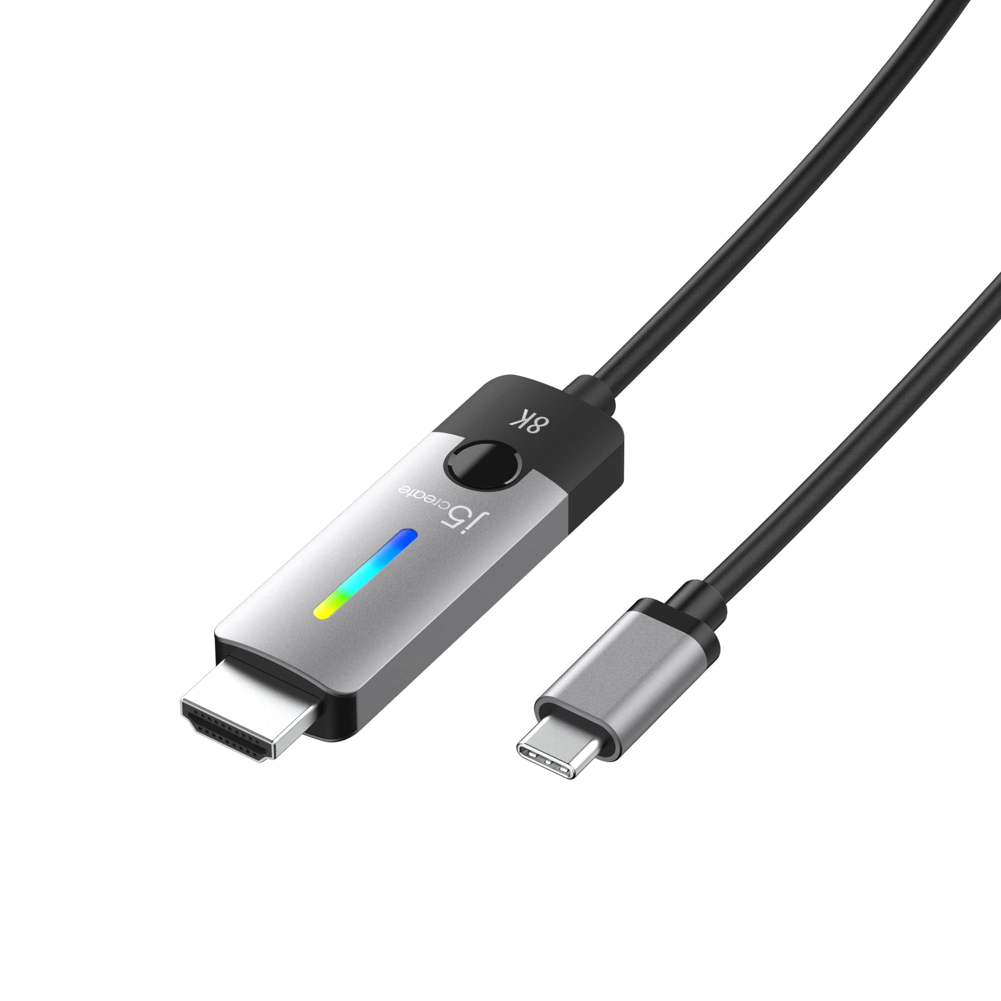 j5create j5create USB Type C to HDMI Cable 5.9FT - 8K@60Hz, 4K@120Hz, RGB LED for MacBook, iPad, Samsung, Dell & HP