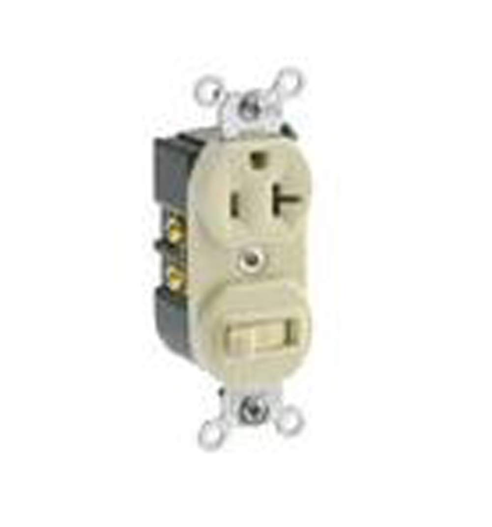 Leviton 5335 20 Amp Duplex Switch/Receptacle - Ivory, 120V Grounding Solution